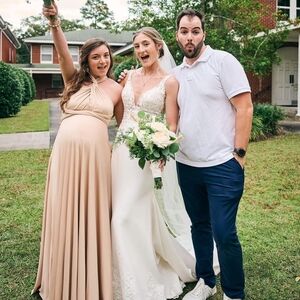 Blush/Taupe Halter Maternity Bridesmaid Dress- Multi Wrap Dress